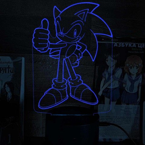 Акриловий 3D світильник-нічник Їжак Сонік