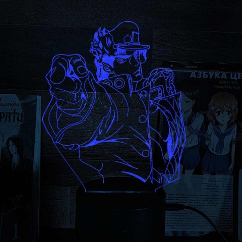 Акриловий 3D світильник-ночник Джотаро Куджо 3