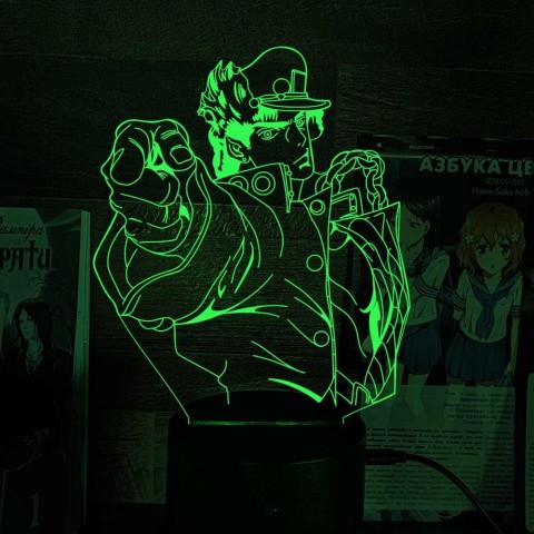 Акриловий 3D світильник-ночник Джотаро Куджо 3