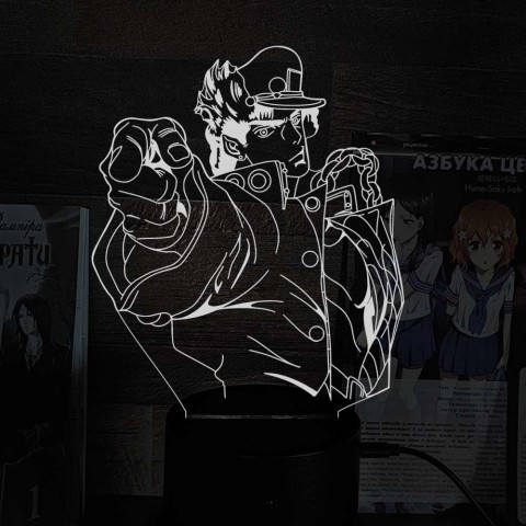 Акриловий 3D світильник-ночник Джотаро Куджо 3