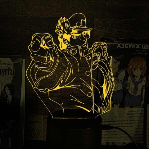Акриловий 3D світильник-ночник Джотаро Куджо 3