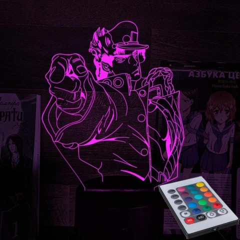 Акриловий 3D світильник-ночник Джотаро Куджо 3