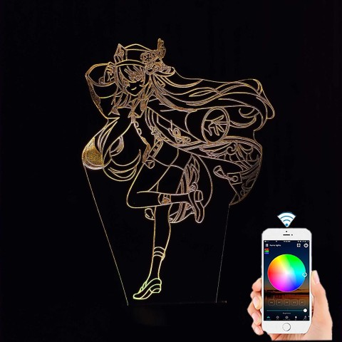 Акриловий 3D світильник-нічник Ху Тао