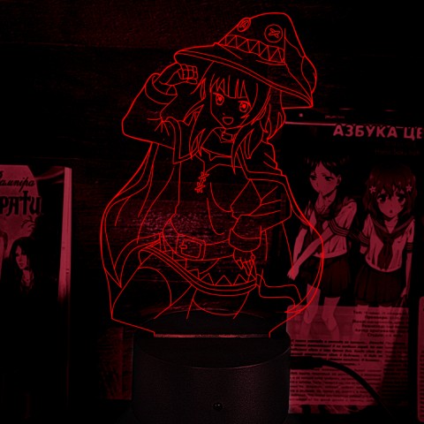 Акриловий 3D світильник-ночник Мегумін з ранобе 