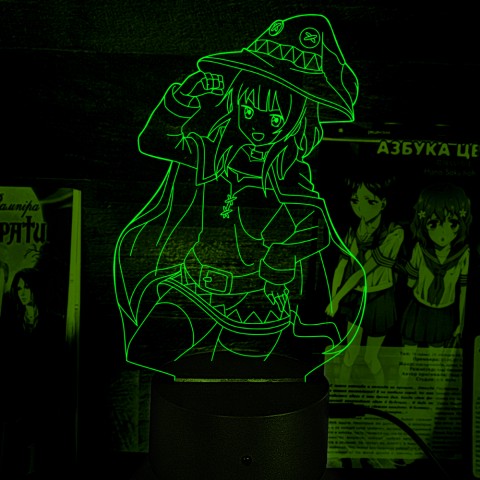 Акриловий 3D світильник-ночник Мегумін з ранобе 