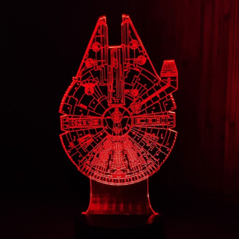 Акриловий 3D світильник-нічник Тисячолітній Сокіл (Millennium Falcon)