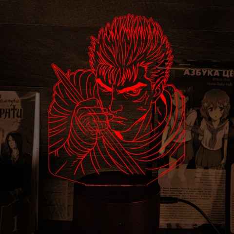 Акриловий 3D світильник-нічник Гатс "Берсерк"