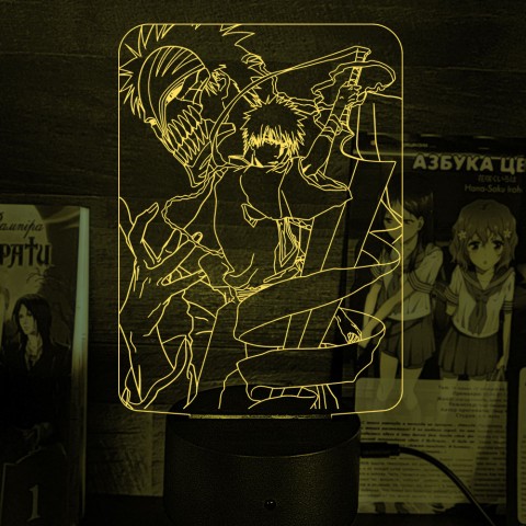 Акриловий 3D світильник-нічник Ічіґо Куросакі "Бліч"