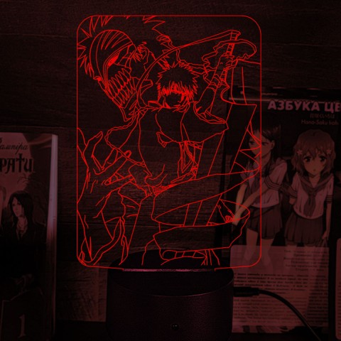 Акриловий 3D світильник-нічник Ічіґо Куросакі "Бліч"