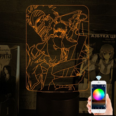 Акриловий 3D світильник-нічник Ічіґо Куросакі "Бліч"