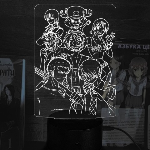 Акриловий 3D світильник-нічник Манга One Piece