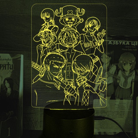 Акриловий 3D світильник-нічник Манга One Piece