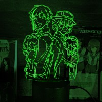 Акриловый 3D светильник-ночник Дазай и Чуя "Великий из Бродячих Псов"