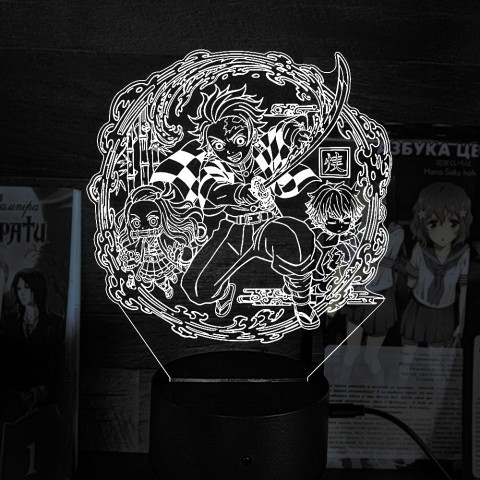 Акриловий 3D світильник-нічник Клинок що розсікає демонів
