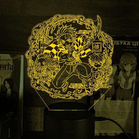 Акриловий 3D світильник-нічник Клинок що розсікає демонів