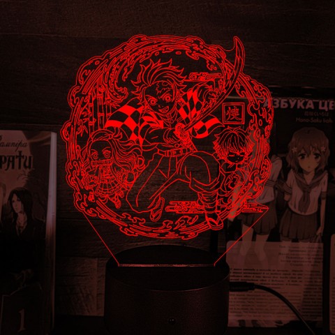 Акриловий 3D світильник-нічник Клинок що розсікає демонів