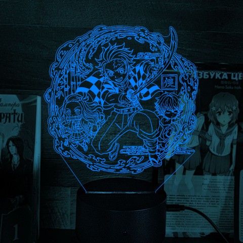 Акриловий 3D світильник-нічник Клинок що розсікає демонів