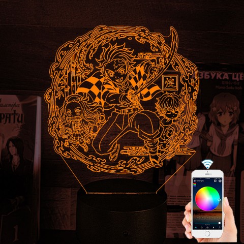 Акриловий 3D світильник-нічник Клинок що розсікає демонів