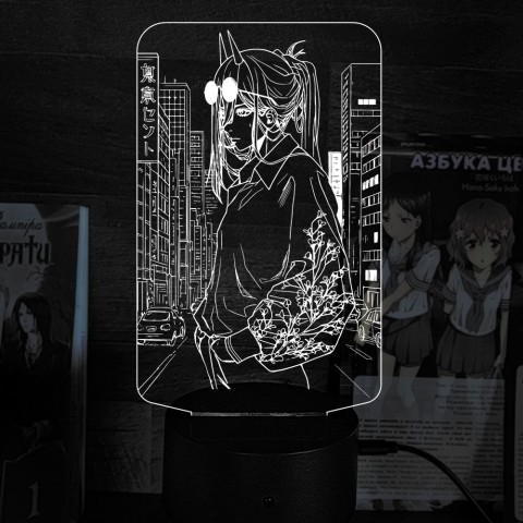 Акриловий 3D світильник-нічник Людина-бензопила (Chainsaw Man)