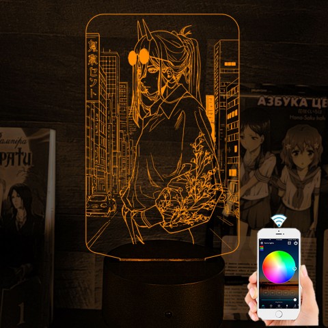 Акриловий 3D світильник-нічник Людина-бензопила (Chainsaw Man)
