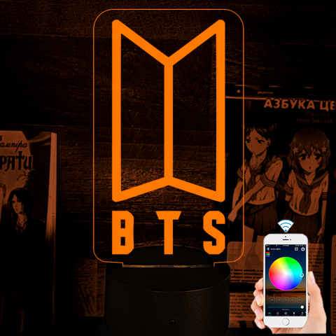 Акриловий 3D світильник-ночник група BTS