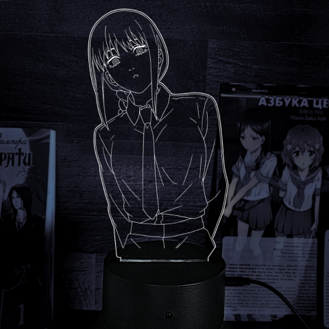 Акриловий 3D світильник-нічник Макіма Людина-бензопила (Chainsaw Man)