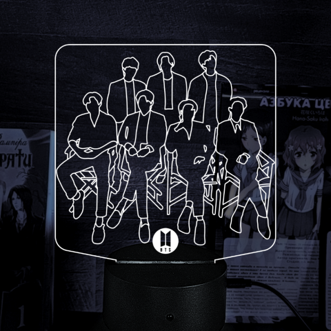 Акриловий 3D світильник-нічник група BTS