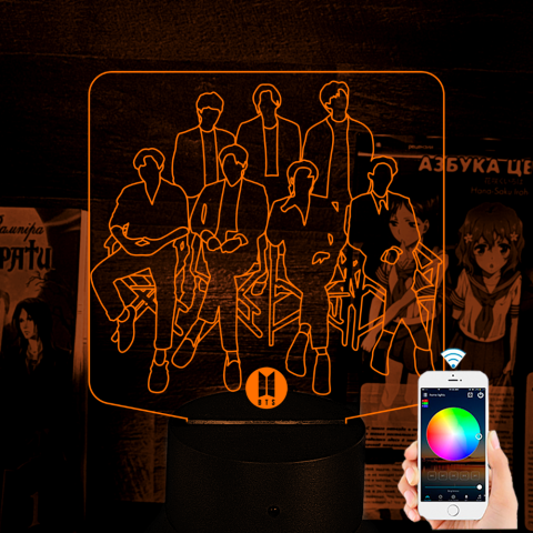 Акриловий 3D світильник-нічник група BTS