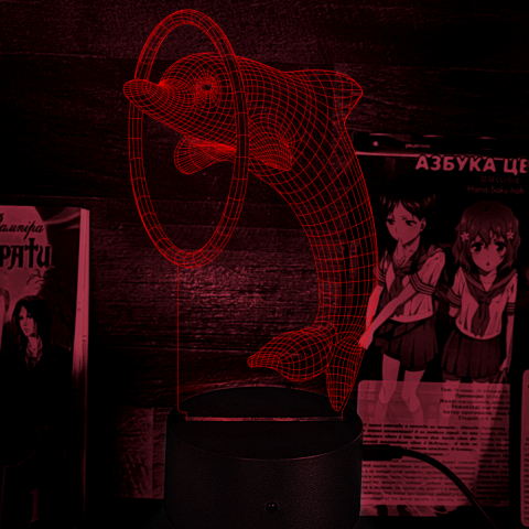 Акриловий 3D світильник-нічник дельфін