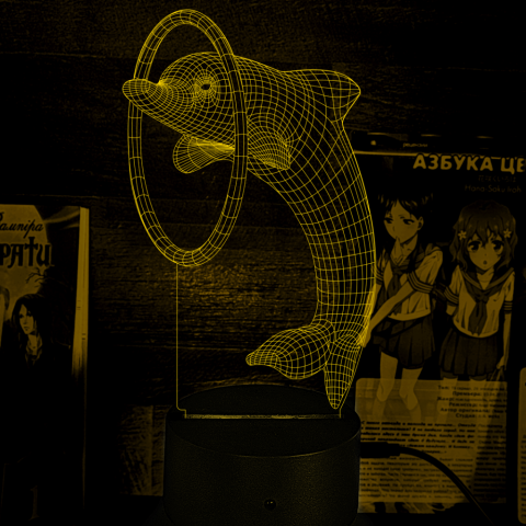 Акриловий 3D світильник-нічник дельфін