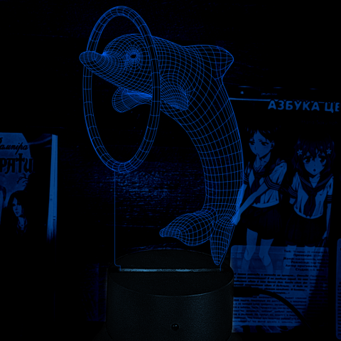 Акриловий 3D світильник-нічник дельфін