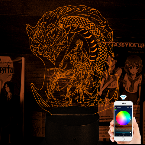 Акриловий 3D світильник-ночник Джіян Wuthering Waves "Грозові хвилі"