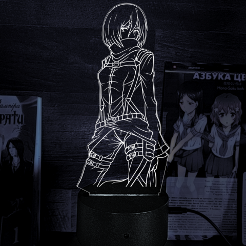Акриловий 3D світильник-нічник Мікаса Акерман Атака Титанів