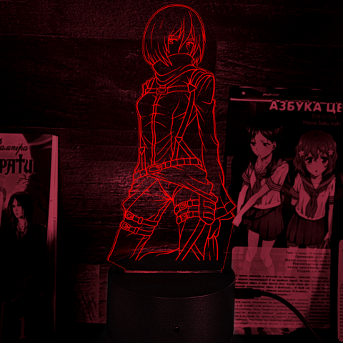 Акриловий 3D світильник-нічник Мікаса Акерман Атака Титанів