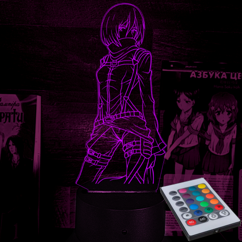 Акриловий 3D світильник-нічник Мікаса Акерман Атака Титанів