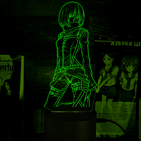 Акриловий 3D світильник-нічник Мікаса Акерман Атака Титанів