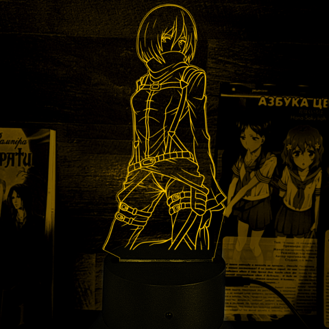 Акриловий 3D світильник-нічник Мікаса Акерман Атака Титанів