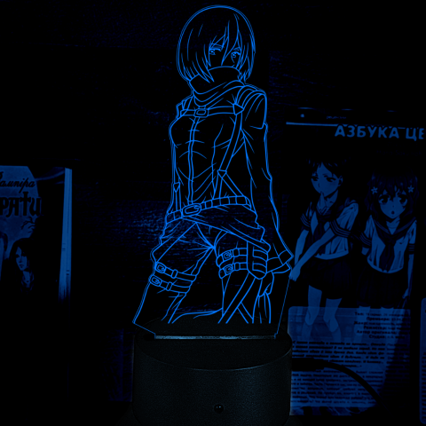 Акриловий 3D світильник-нічник Мікаса Акерман Атака Титанів