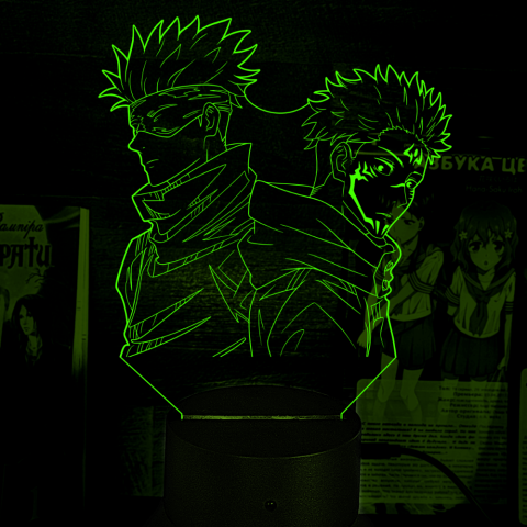 Акриловий 3D світильник-ночник Годжо Сатору та Ітадорі Юджі Магічна битва