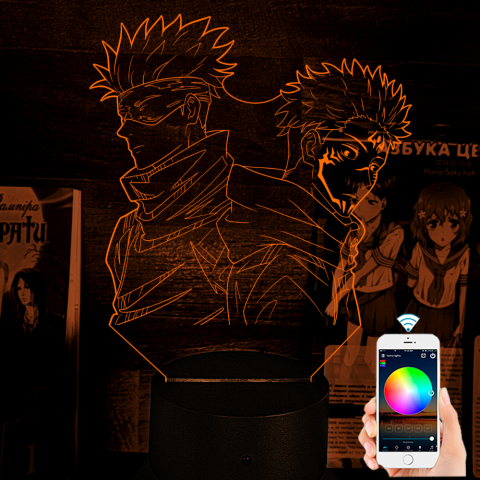 Акриловий 3D світильник-ночник Годжо Сатору та Ітадорі Юджі Магічна битва