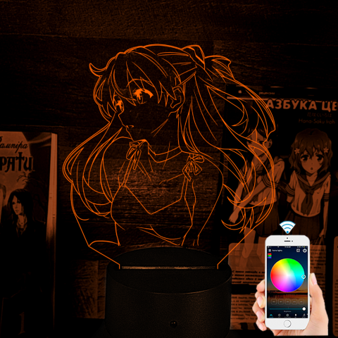 Акриловий 3D світильник-ночник Аска Ленглі Євангеліон