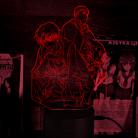 Акриловий 3D світильник-ночник Леві Аккерман та Ервін Сміт із «Атаки титанів»