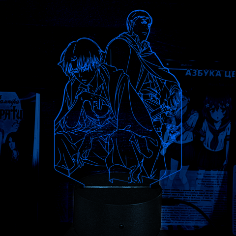 Акриловий 3D світильник-ночник Леві Аккерман та Ервін Сміт із «Атаки титанів»