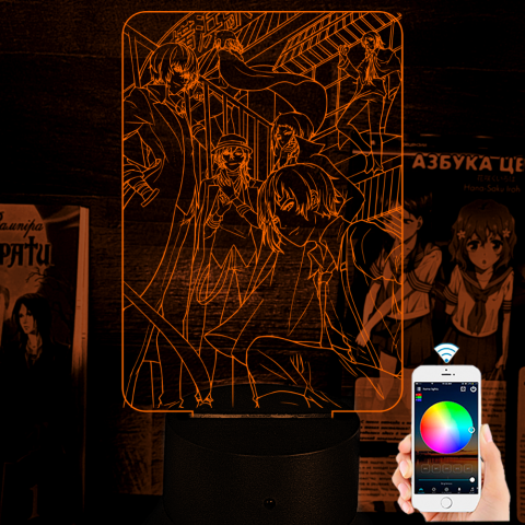 Акриловий 3D світильник-нічник Великий з Бродячих Псів