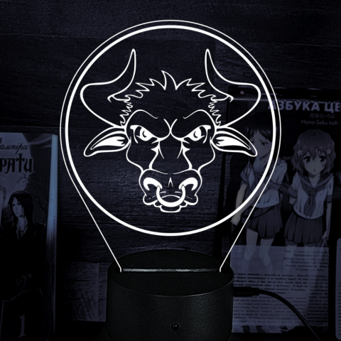 Акриловий 3D світильник-нічник бик