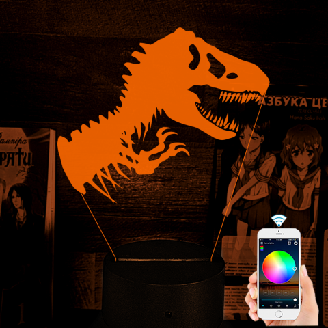 Акриловий 3D світильник-нічник динозавр