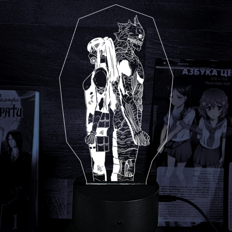 Акриловий 3D світильник-нічник Міна та Кафка «Кайдзю номер вісім»