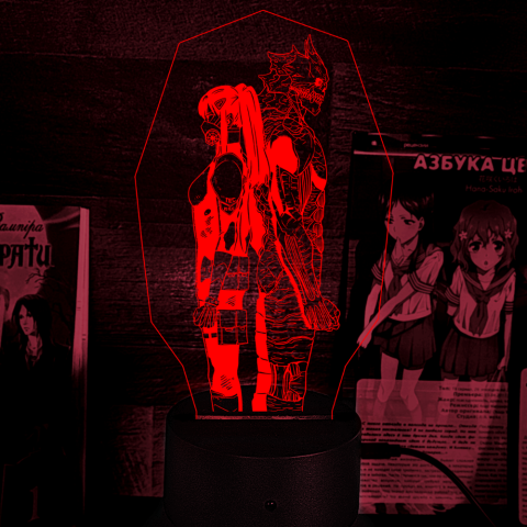 Акриловий 3D світильник-нічник Міна та Кафка «Кайдзю номер вісім»
