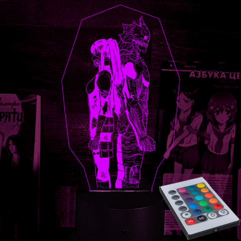 Акриловий 3D світильник-нічник Міна та Кафка «Кайдзю номер вісім»