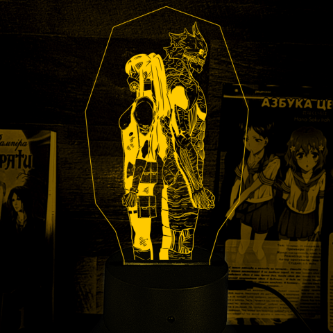 Акриловий 3D світильник-нічник Міна та Кафка «Кайдзю номер вісім»